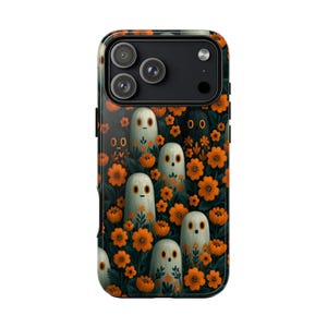Ghosts Orange Flowers Spooky Spirits Phone Case for iPhone | Galaxy | Pixel - Lifetime Warranty