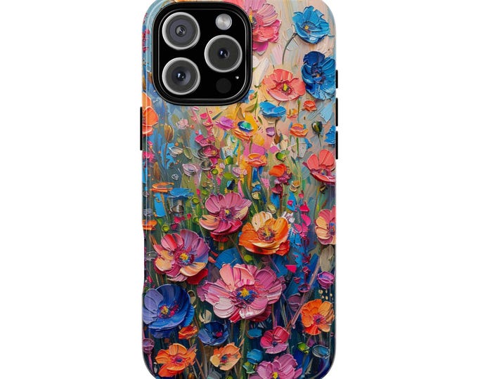 Pastel Wildflower Garden Floral Painting Phone Case: iPhone, Galaxy, Pixel - Lifetime Warranty