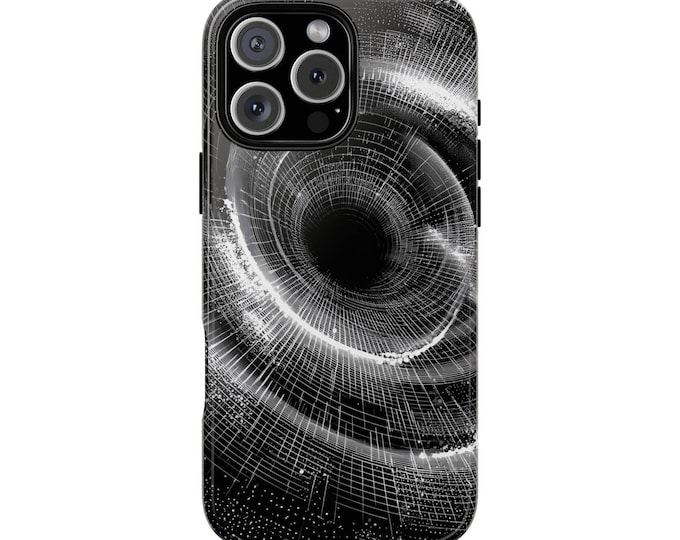 Grayscale Warp Vortex Optical Illusion Phone Case: iPhone, Galaxy, Pixel - Lifetime Warranty