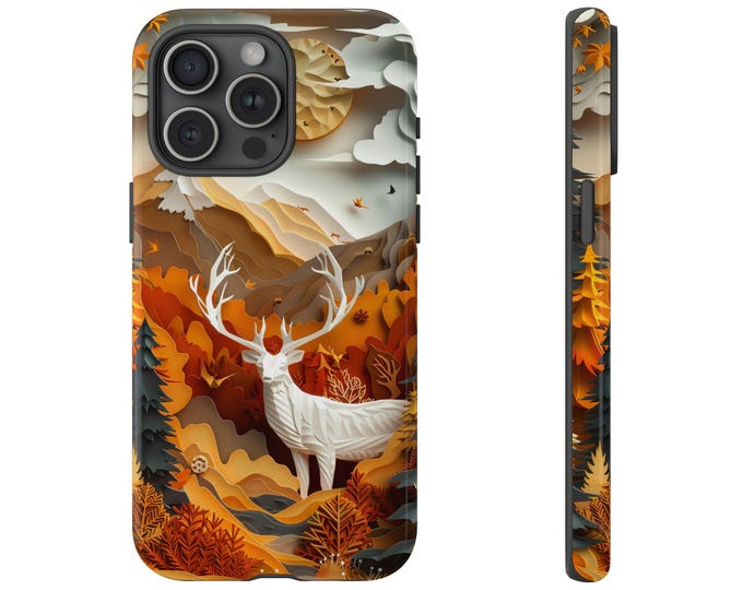 Paper Stag Deer Wilderness Forest Phone Case: iPhone, Galaxy, Pixel - Lifetime Warranty