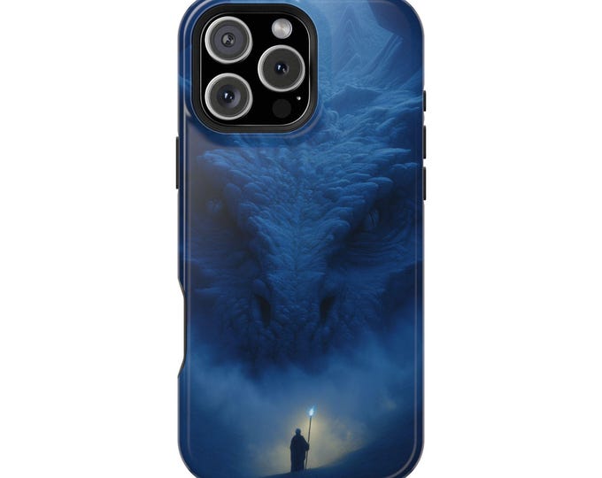 Blue Dragon Wizard Staff Phone Case: iPhone, Galaxy, Pixel - Lifetime Warranty