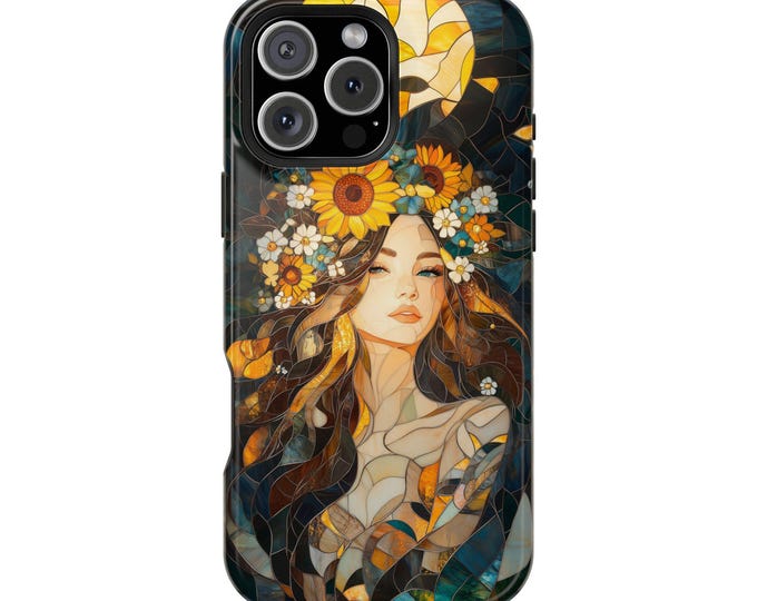 Boho Woman Wildflower Spirit Glass Phone Case: iPhone, Galaxy, Pixel - Lifetime Warranty