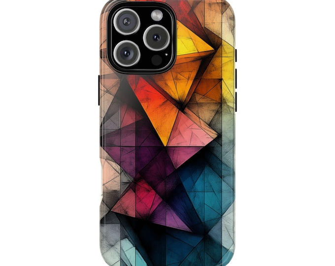 Colorful Abstract Triangle Geometry Phone Case: iPhone, Galaxy, Pixel - Lifetime Warranty