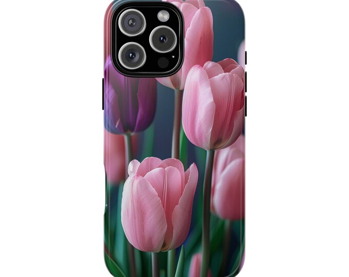 Pink Purple Tulip Floral Bouquet Bliss Flower Phone Case: iPhone, Galaxy, Pixel - Lifetime Warranty