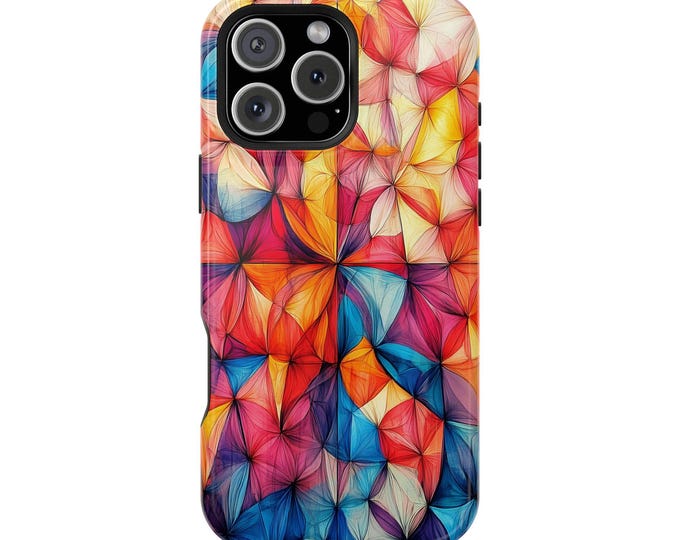 Fractal Tones Colorful Wave Aesthetic Phone Case: Tough Cover for iPhone (MagSafe Compatible), Samsung Galaxy, Pixel
