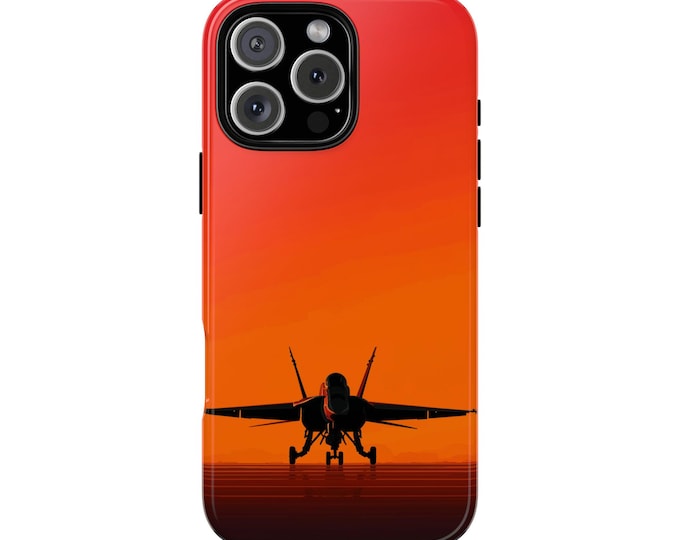 Military Jet Fighter Orange Sunset Phone Case: iPhone, Galaxy, Pixel - Lifetime Warranty