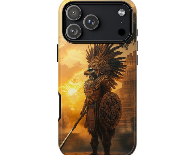 Aztec Eagle Warrior Headdress Feathers Phone Case: iPhone, Galaxy, Pixel - Lifetime Warranty
