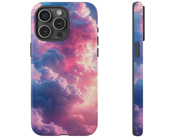 Pink Purple Clouds Sun Sky Phone Case: iPhone, Galaxy, Pixel - Lifetime Warranty