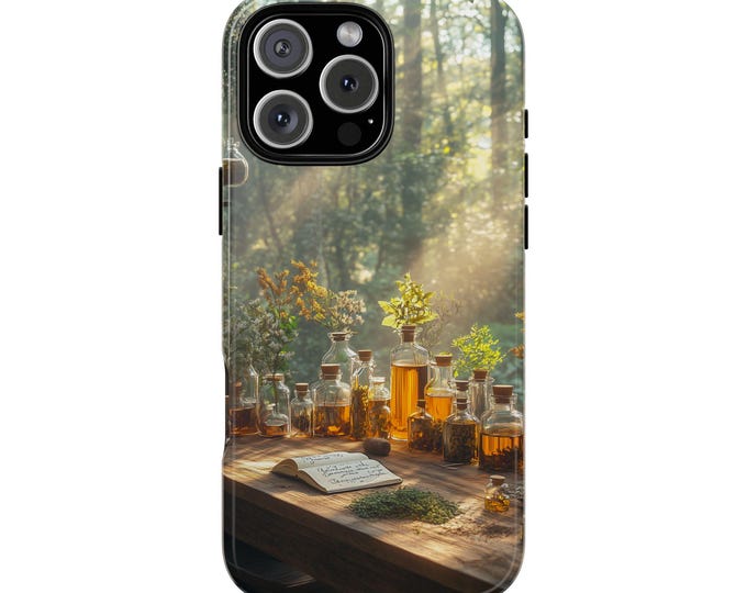 Rustic Apothecary Table Woodland Herbs Potions Phone Case: iPhone, Galaxy, Pixel - Lifetime Warranty
