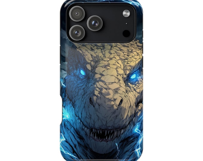 Dinosaur Kaiju Electric Blue Phone Case: iPhone, Galaxy, Pixel - Lifetime Warranty