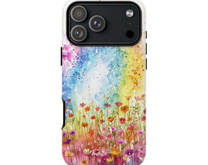 Wildflower Rainbow Watercolor Floral Phone Case: iPhone, Galaxy, Pixel