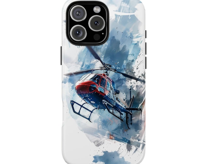 Red Watercolor Helicopter Abstract Phone Case: iPhone, Galaxy, Pixel - Lifetime Warranty