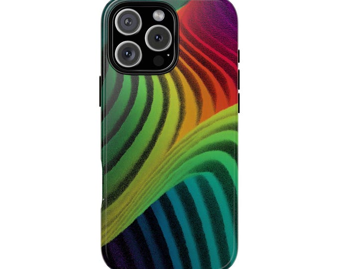 Psychedelic Optical Waves Green Red Phone Case: iPhone, Galaxy, Pixel - Lifetime Warranty