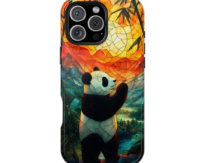 Stained Glass Panda Bear Phone Case: iPhone, Galaxy, Pixel - Lifetime Warranty