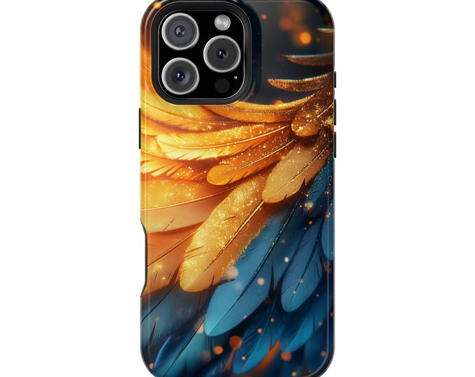 Blue Golden Yellow Feathers Phone Case: iPhone, Galaxy, Pixel - Lifetime Warranty