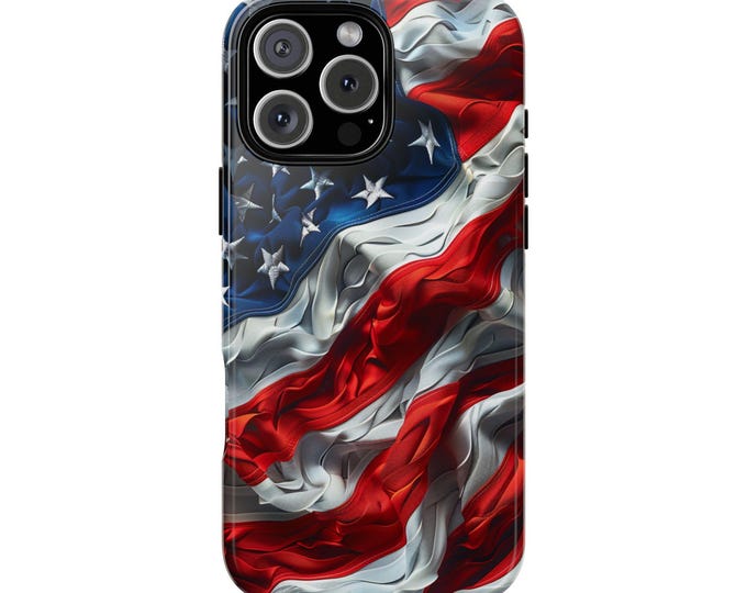 American USA Flag Artistic Wave Phone Case: iPhone, Galaxy, Pixel - Lifetime Warranty