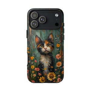 Calico Cat Flowers Pastel Phone Case for iPhone, Galaxy, Pixel - Lifetime Warranty