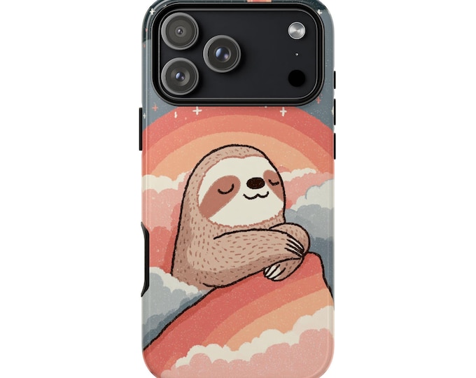 Sloth Sleeping Cozy Night Illustration Phone Case: iPhone, Galaxy, Pixel - Lifetime Warranty