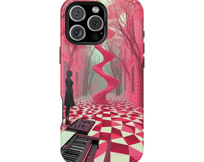 Synth Piano Keyboard Pink Checker Trip Phone Case: iPhone, Galaxy, Pixel - Lifetime Warranty