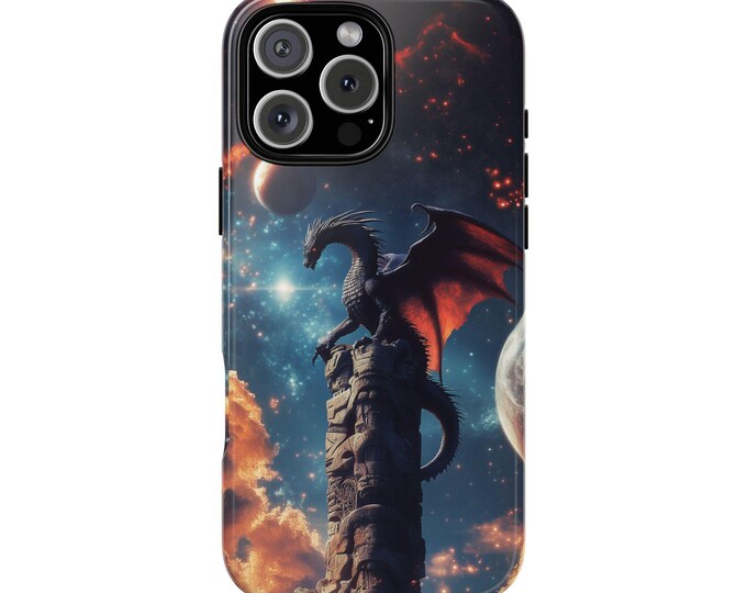 Galactic Dragon Tower Planet Realm Phone Case: Tough Cover for iPhone (MagSafe Compatible), Samsung Galaxy, Pixel