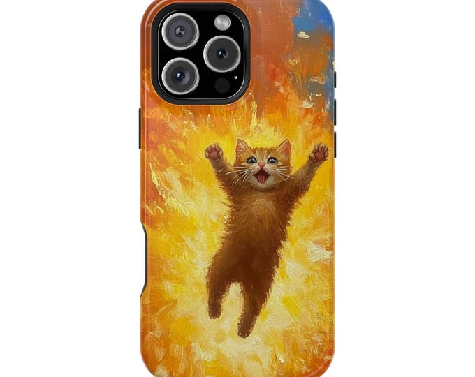 Orange Cat Explosion Kitten Yellow Kitty Phone Case: iPhone, Galaxy, Pixel - Lifetime Warranty