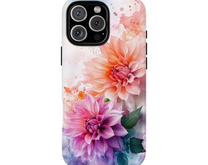 Dahlia Flowers Watercolor Floral Vibrant Phone Case: iPhone, Galaxy, Pixel - Lifetime Warranty