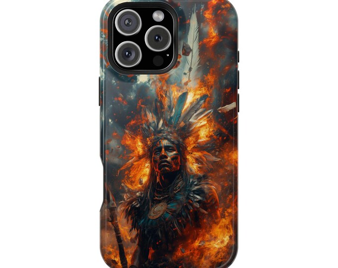 Aztec Fiery Warrior Abstract Inferno Phone Case: iPhone, Galaxy, Pixel - Lifetime Warranty