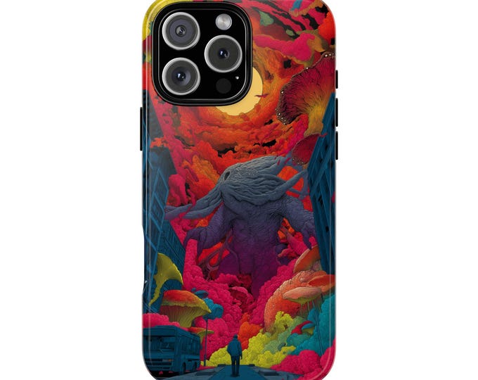 Cthulhu Kaiju Monster City Landscape Phone Case: Tough Cover for iPhone (MagSafe Compatible), Samsung Galaxy, Pixel