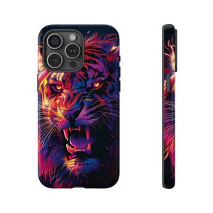 Neon Abstract Tiger Illustration - Tough Phone Case for iPhone, Samsung, Pixel