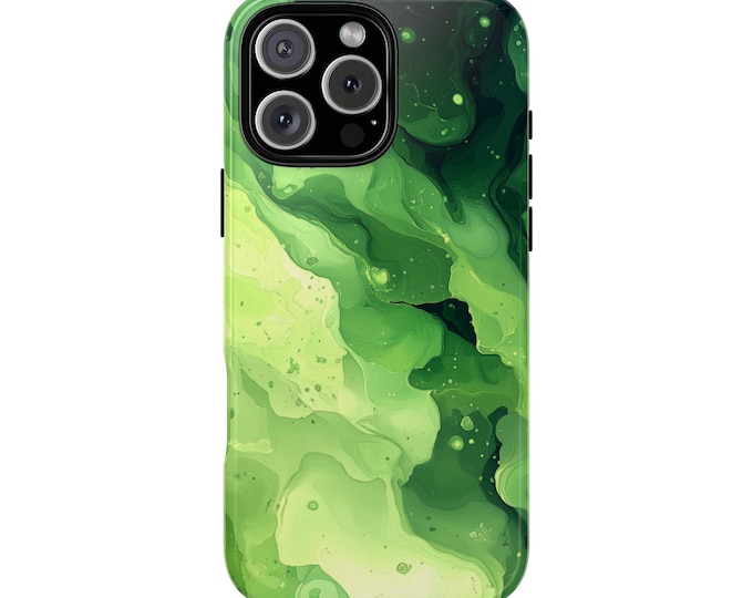 Emerald Green Marble Wave Flowing Pattern Phone Case: iPhone, Galaxy, Pixel - Lifetime Warranty