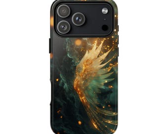Celestial Angel Golden Heaven Wings Phone Case - Personalized, MagSafe Compatible, Lifetime Warranty