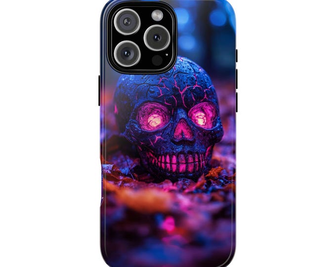 Glowing Purple Skull Gothic Phone Case: iPhone, Galaxy, Pixel - Lifetime Warranty