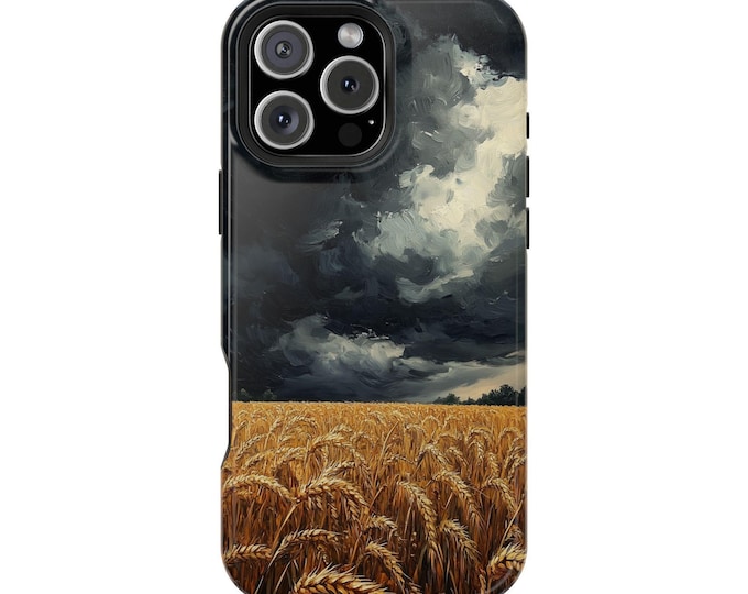 Golden Wheat Field Harvest Storm Clouds Phone Case: iPhone, Galaxy, Pixel - Lifetime Warranty