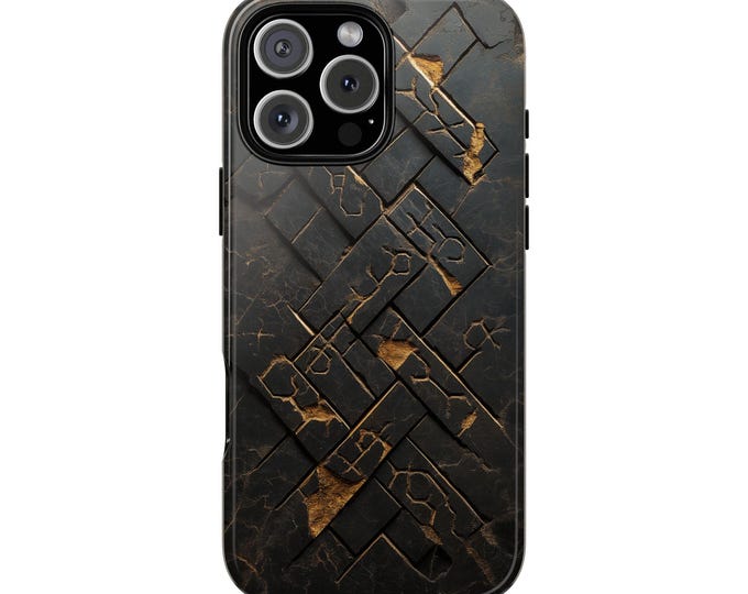 Engraved Viking Stone Black Rune Symbols Phone Case: iPhone, Galaxy, Pixel - Lifetime Warranty