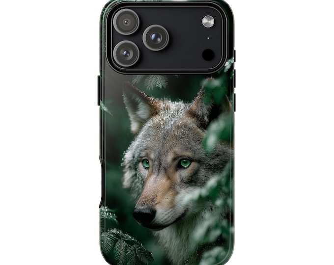 Wolf Vibrant Green Forest Phone Case: iPhone, Galaxy, Pixel - Lifetime Warranty