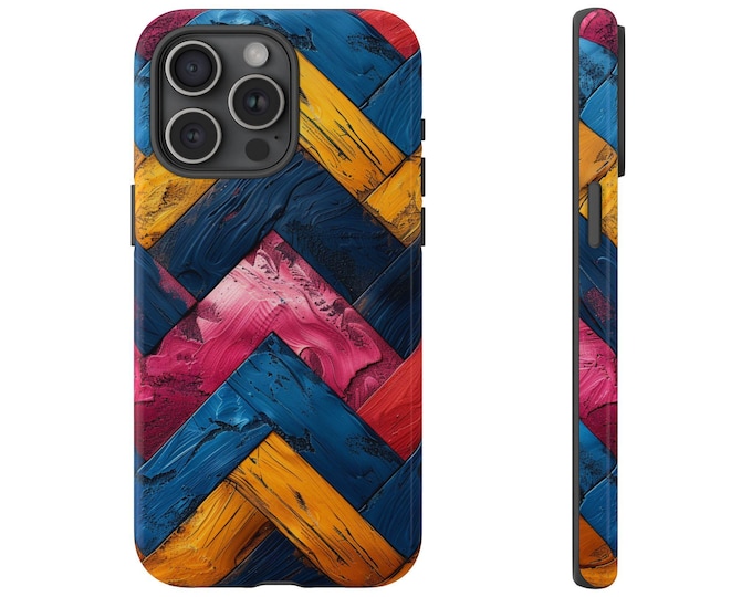 Vibrant Zig Zag Chevron Wood Lines Phone Case: iPhone, Galaxy, Pixel - Lifetime Warranty