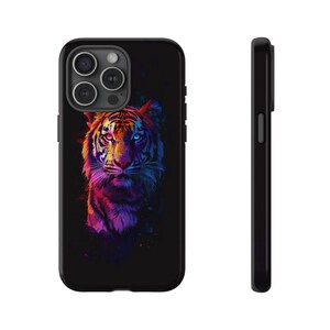 Vibrant Neon Tiger Digital Illustration Phone Case - Lifetime Warranty