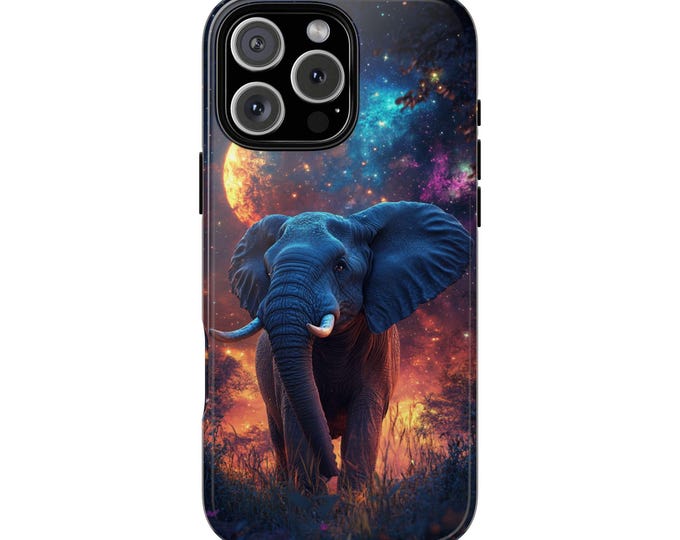 Cosmic Elephant African Savanna Universe Phone Case: iPhone, Galaxy, Pixel - Lifetime Warranty