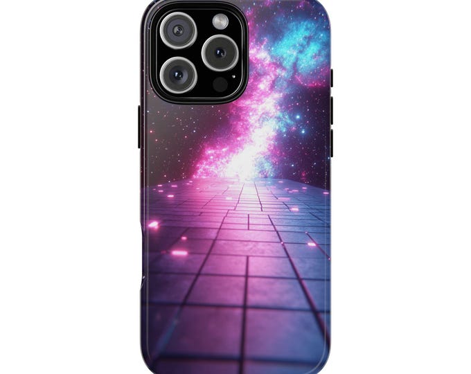 Retro Vaporwave Neon Plane Purple Nebula Phone Case: iPhone, Galaxy, Pixel - Lifetime Warranty