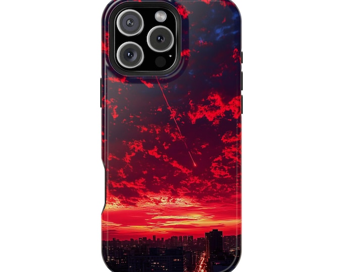 Red Sky City Sunset Clouds Phone Case: iPhone, Galaxy, Pixel - Lifetime Warranty