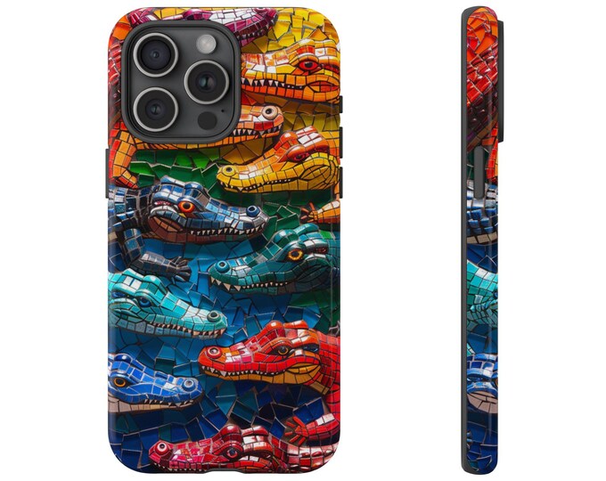 Alligator Mosaic Crocodile Pattern Phone Case: iPhone, Galaxy, Pixel - Lifetime Warranty