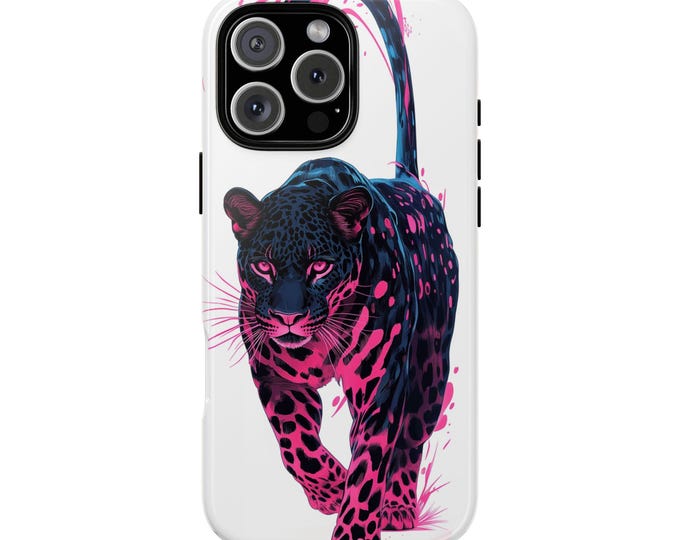 Black Pink Jaguar Cat Abstract Leopard Phone Case: iPhone, Galaxy, Pixel - Lifetime Warranty