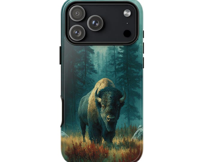 Bison Dark Forest Mist Buffalo Phone Case: iPhone, Galaxy, Pixel - Lifetime Warranty