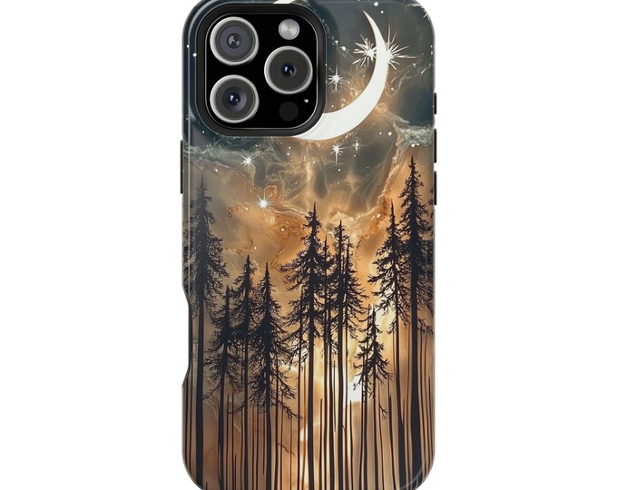 Nighttime Sky Twilight Glow Forest Tree Phone Case: iPhone, Galaxy, Pixel - Lifetime Warranty