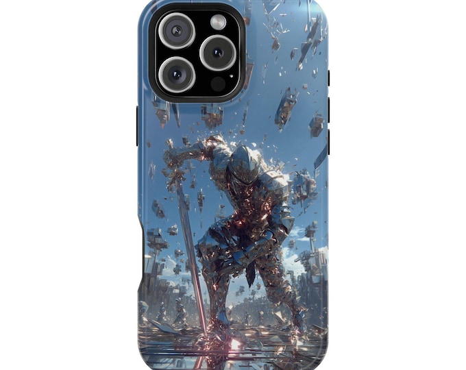 Chrome Knight Silver Fractals Warrior Phone Case: iPhone, Galaxy, Pixel - Lifetime Warranty