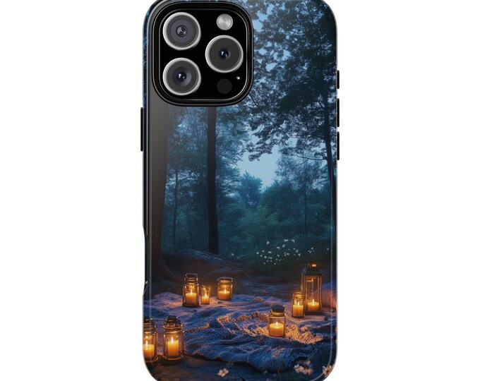 Night Picnic Candles in Forest Evening Phone Case: iPhone, Galaxy, Pixel - Lifetime Warranty