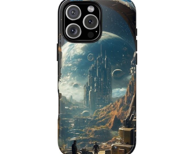 Sci-Fi Cathedral Tough Phone Case: Future Space City Design