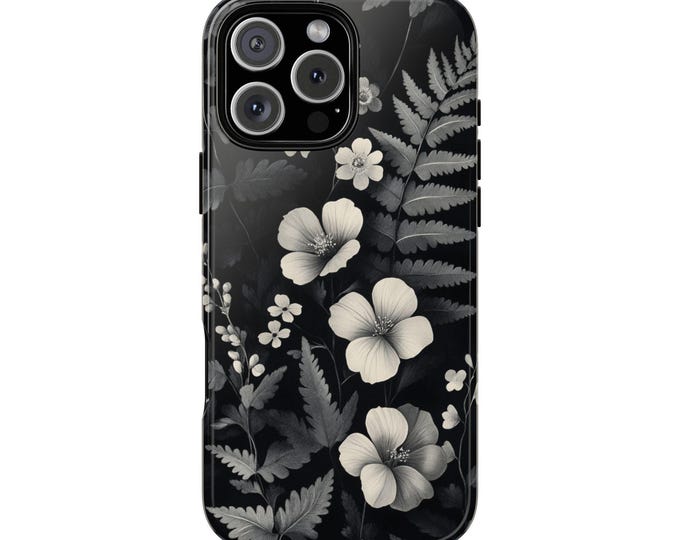 Vintage Botanical Floral Monochrome Ink Phone Case for iPhone | Samsung Galaxy | Google Pixel