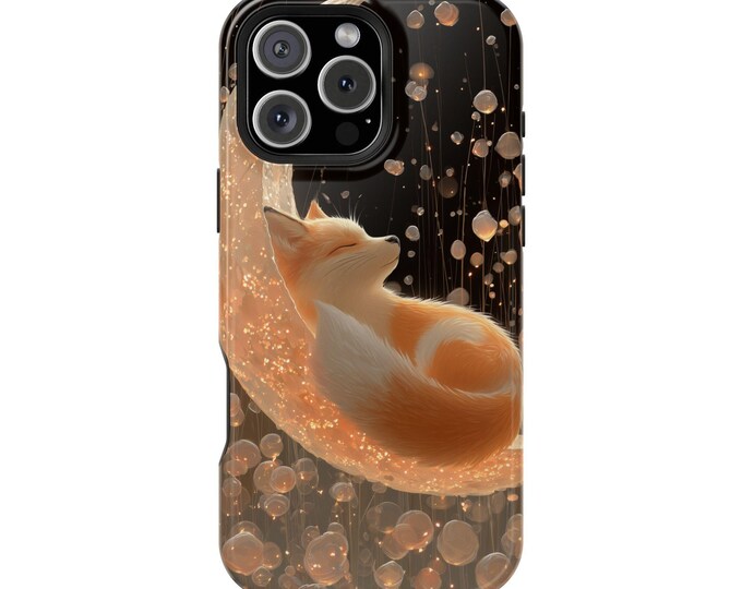 Crescent Moon Sleeping Fox Stardust Phone Case: iPhone, Galaxy, Pixel - Lifetime Warranty