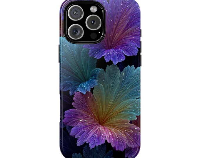 Vibrant Floral Teal Purple Glow Phone Case: iPhone, Galaxy, Pixel - Lifetime Warranty